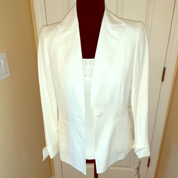 White 3-Piece Linen Pant Suit - Picture 1 of 8